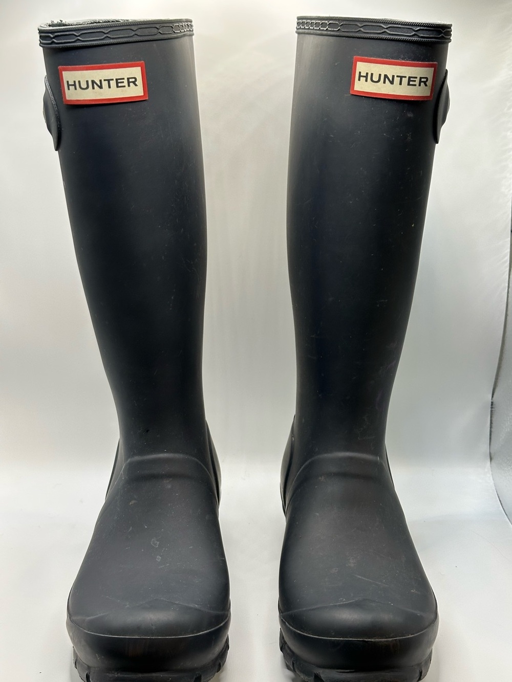 Hunter Navy Tall Rain Boots with Red-Trim Logo -  Rainy Day Cuties 🌧️